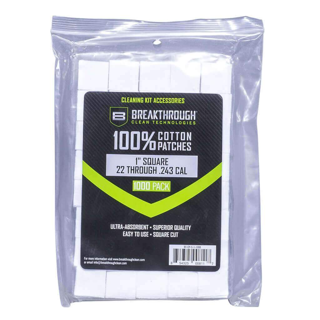 Breakthrough Clean 1" x 1" Square Cotton Patches Pack of 1000 Tactical Distributors Ltd New Zealand