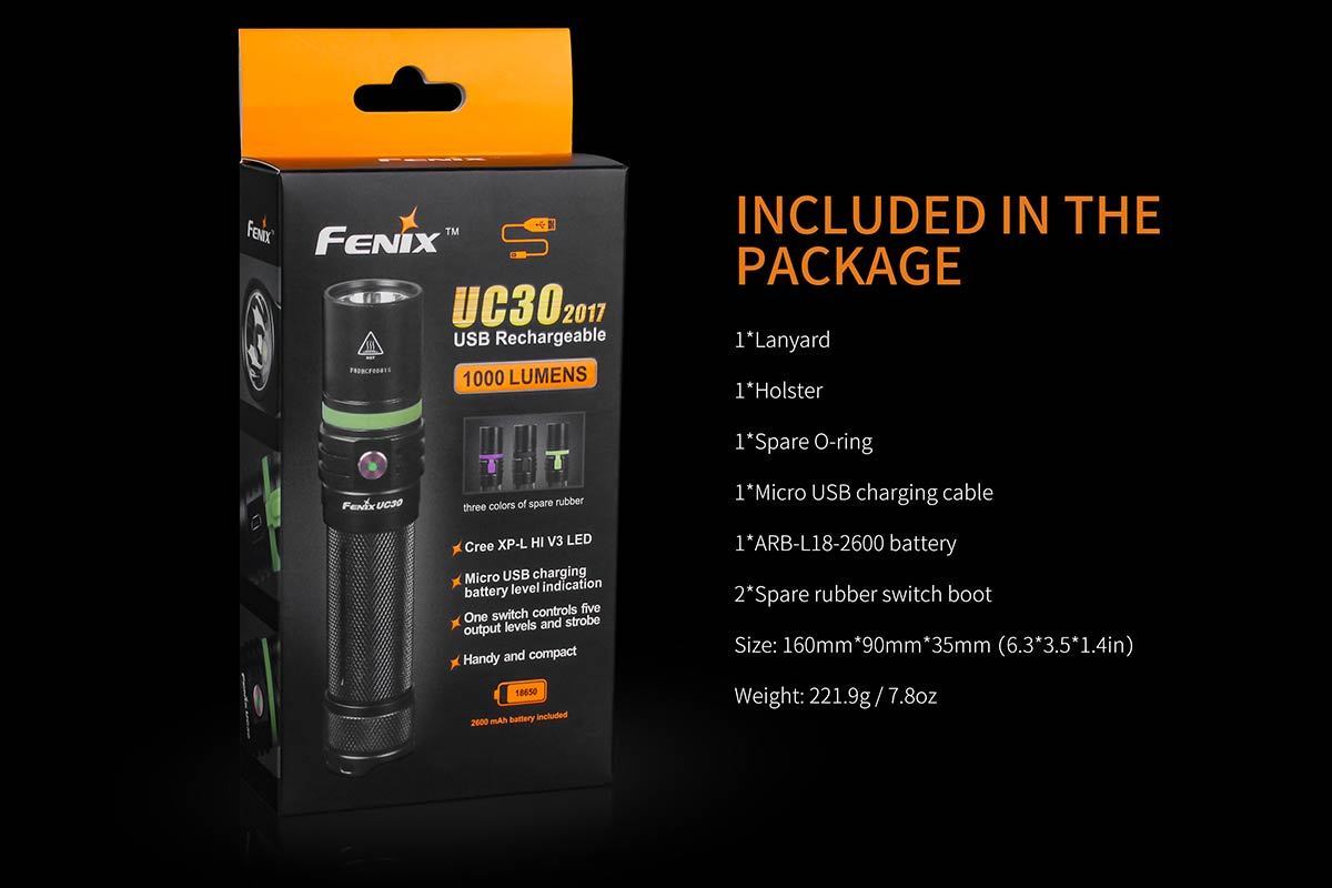Fenix UC30 1000 Lumens USB Rechargeable Flashlight Tactical Distributors Ltd New Zealand
