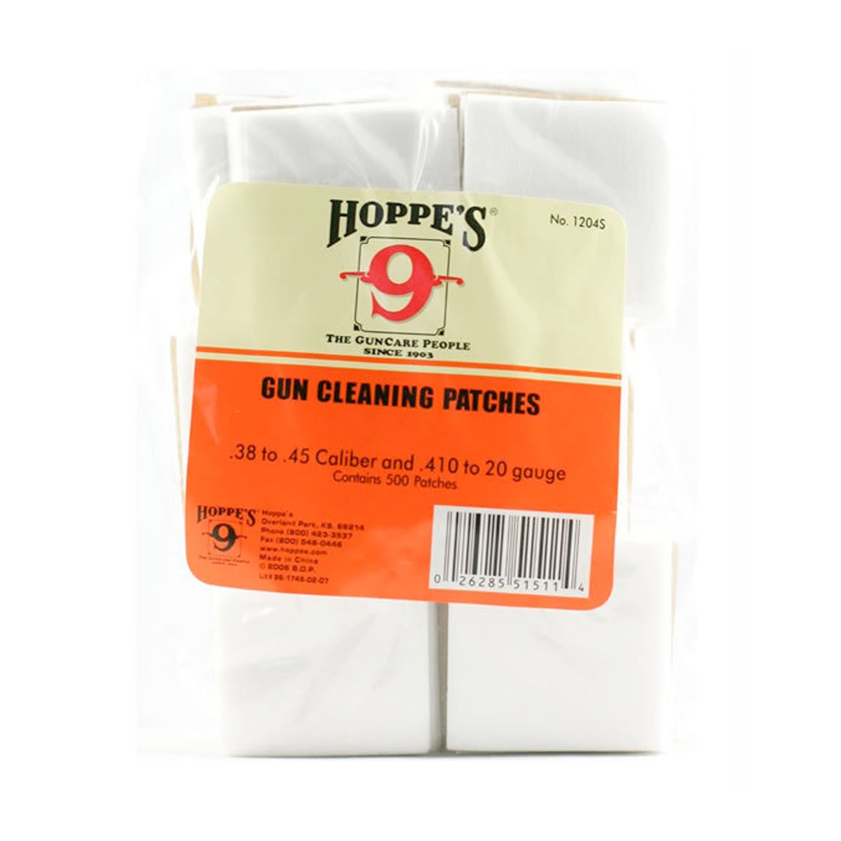 Hoppe's Gun Cleaning Patches for .22 to .270 / .38 to .45 caliber and .410 to 20 gauge Pack of 500 .38 to .45 Caliber & .410 to 20 Gauges Tactical Distributors Ltd New Zealand