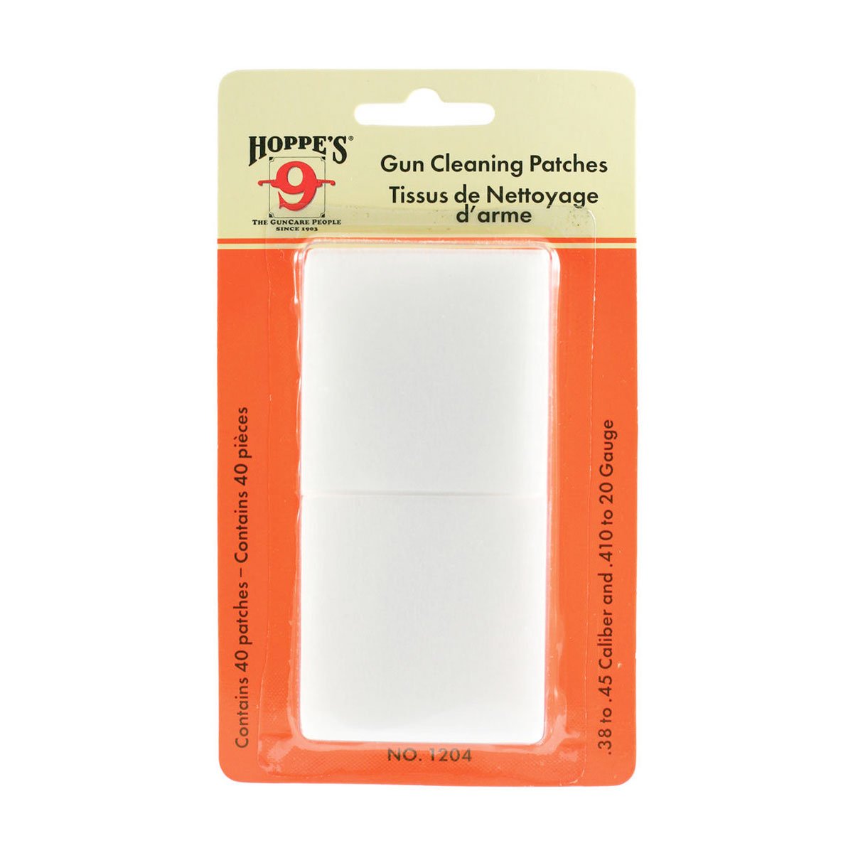 Hoppe's Gun Cleaning Patches for .38 to .45 caliber and .410 to 20 gauge Pack of 40 Tactical Distributors Ltd New Zealand