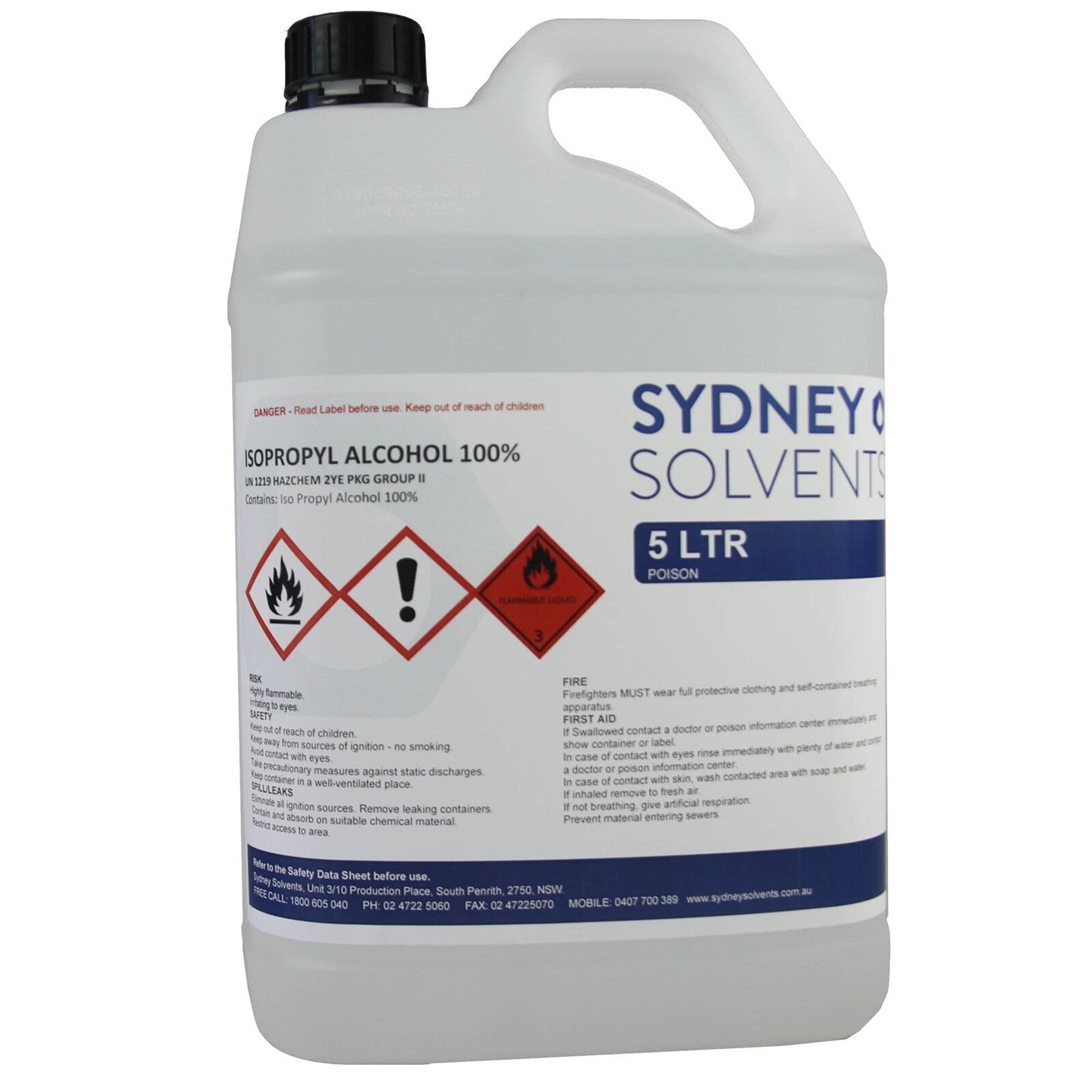 IsoPropyl Alcohol - IPA Isopropanol 100% 5 Litre Tactical Distributors Ltd New Zealand