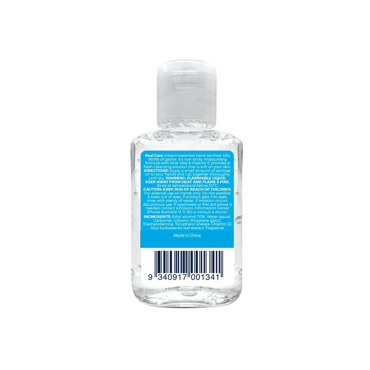 Real Care Hand Sanitiser 60ml 70% Ethyl Alcohol Kills 99% of Germs Tactical Distributors Ltd New Zealand