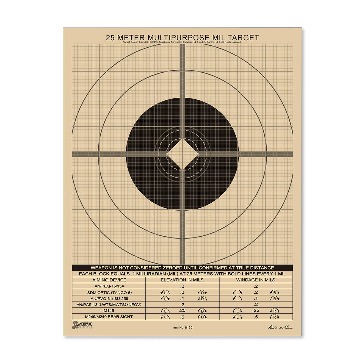 Rite in the Rain All-Weather 25M True MIL Grid Multipurpose Target 100 Sheet Tactical Distributors Ltd New Zealand