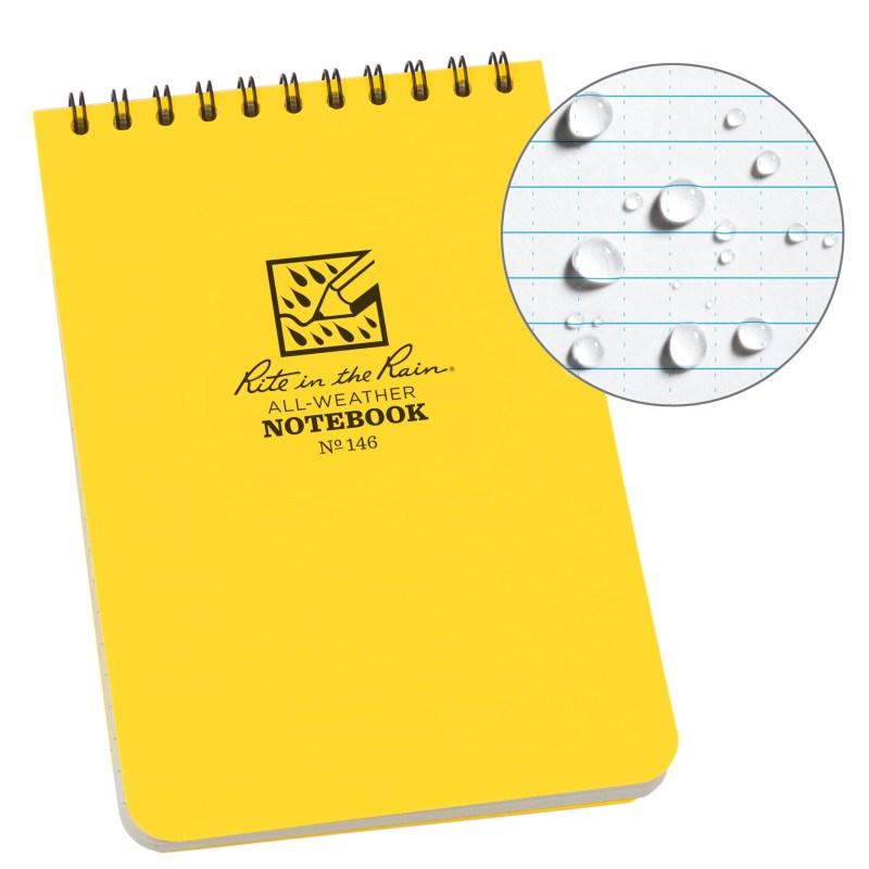 Rite in the Rain No146 Top Spiral 4x6 Notebook Universal Yellow Tactical Distributors Ltd New Zealand
