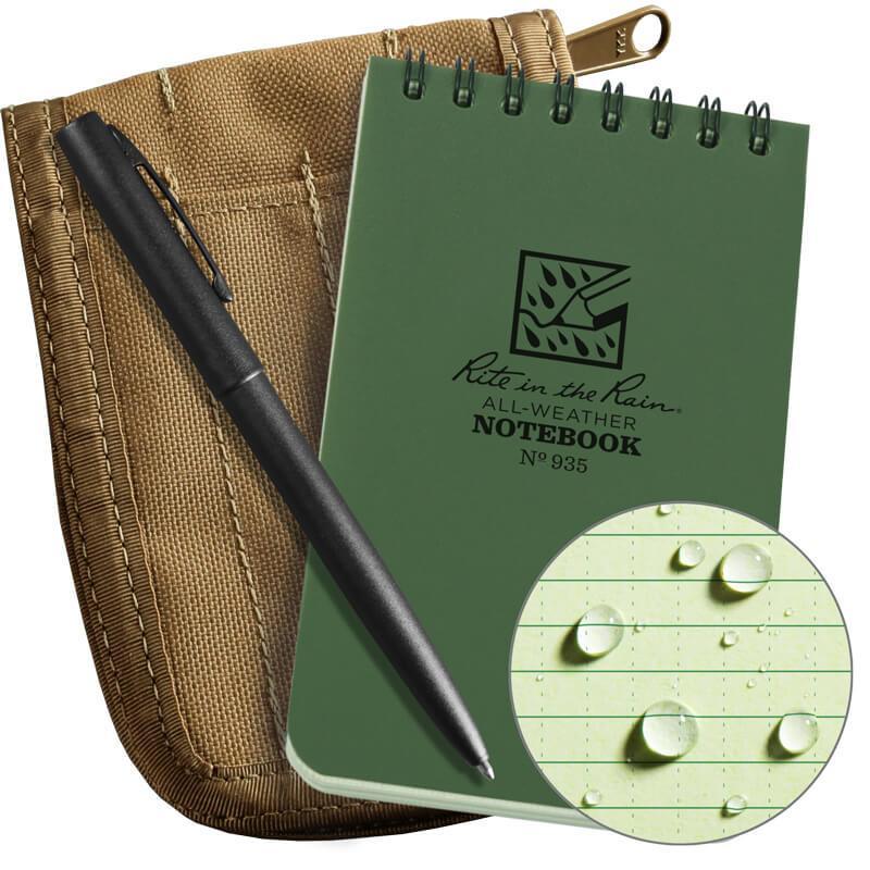 Rite in the Rain No935-KIT Top Spiral 3x5 Notebook Kit Green Tan Tactical Distributors Ltd New Zealand