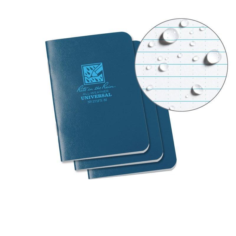 Rite in the Rain No.271FX-M Mini Stapled Notebook Universal Blue Pack of 3 Tactical Distributors Ltd New Zealand