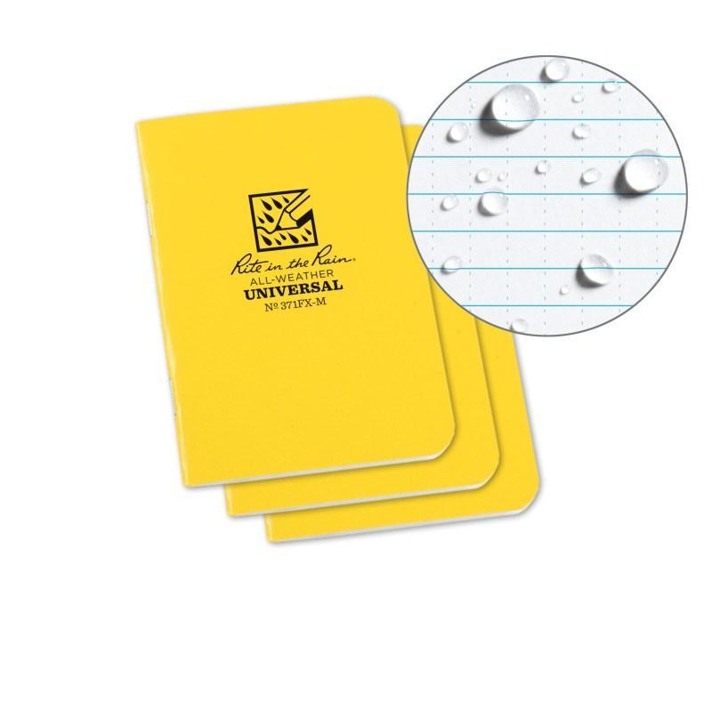 Rite in the Rain No.371FX-M Mini Stapled Notebook Universal Yellow Pack of 3 Tactical Distributors Ltd New Zealand