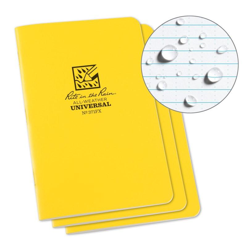Rite in the Rain No.371FX Stapled Notebook Universal Yellow Pack of 3 Tactical Distributors Ltd New Zealand