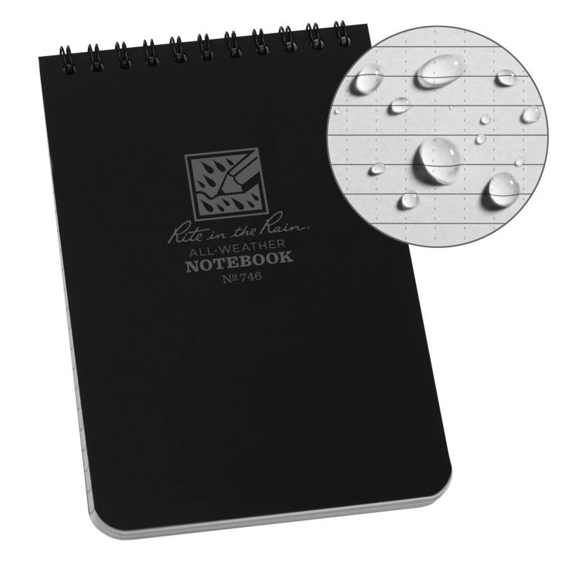 Rite in the Rain No.746 Top Spiral 4x6 Notebook Universal Black Tactical Distributors Ltd New Zealand