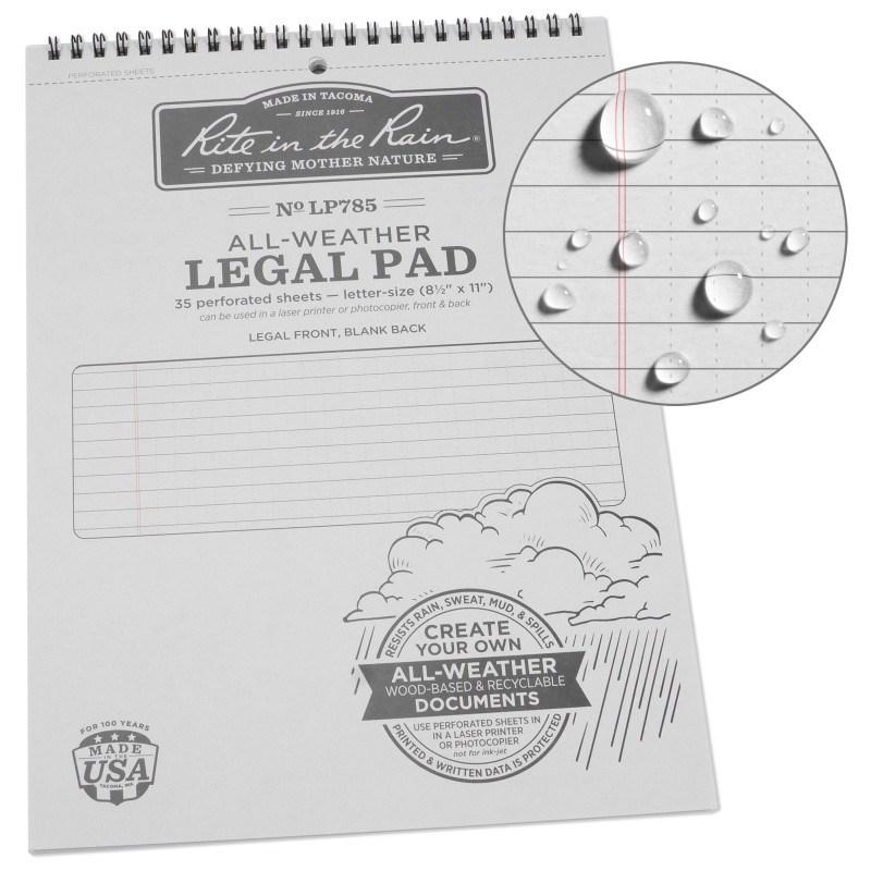 Rite in the Rain NoLP785 Top Spiral 8.5x11 Legal Pad Tactical Distributors Ltd New Zealand