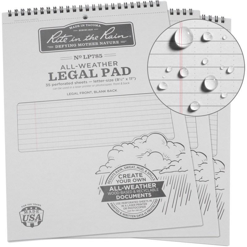 Rite in the Rain NoLP785X3 Top Spiral 8.5x11 Legal Pad Pack of 3 Tactical Distributors Ltd New Zealand