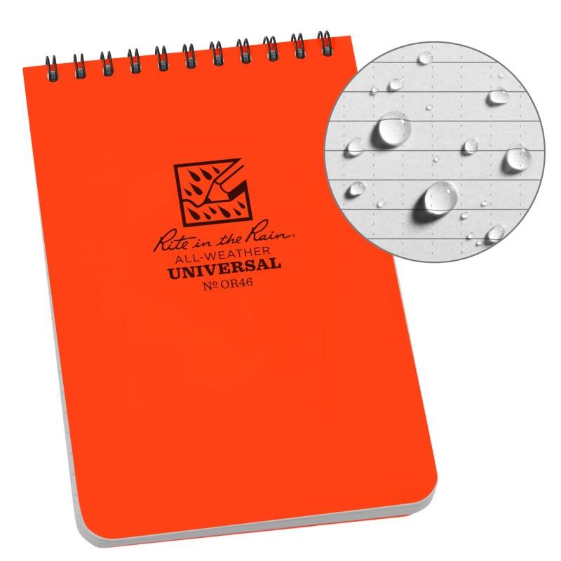 Rite in the Rain NoOR46 Top Spiral 4x6 Notebook Universal Orange Tactical Distributors Ltd New Zealand