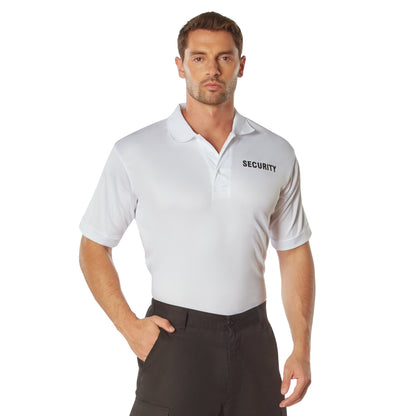 MilSpec Moisture Wicking Security Polo Shirt White with Black Lettering