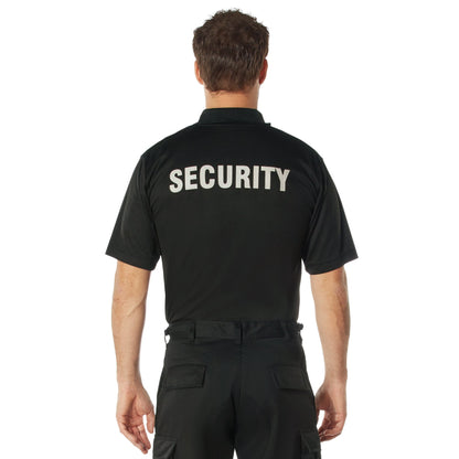 MilSpec Moisture Wicking Security Polo Shirt Black with White Lettering