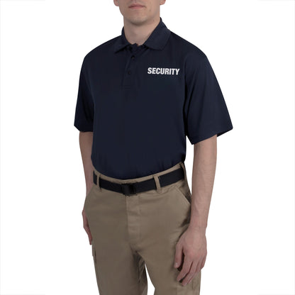 MilSpec Moisture Wicking Security Polo Shirt Midnight Navy Blue with White Lettering