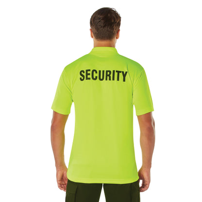 MilSpec Moisture Wicking Security Polo Shirt Safety Green with Black Lettering