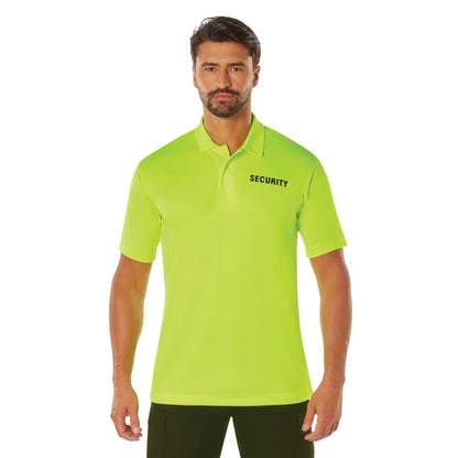 MilSpec Moisture Wicking Security Polo Shirt Safety Green with Black Lettering