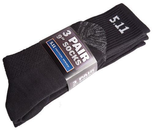 5.11 Tactical 9 Inch Socks Black Pack of 3 Tactical Distributors Ltd New Zealand
