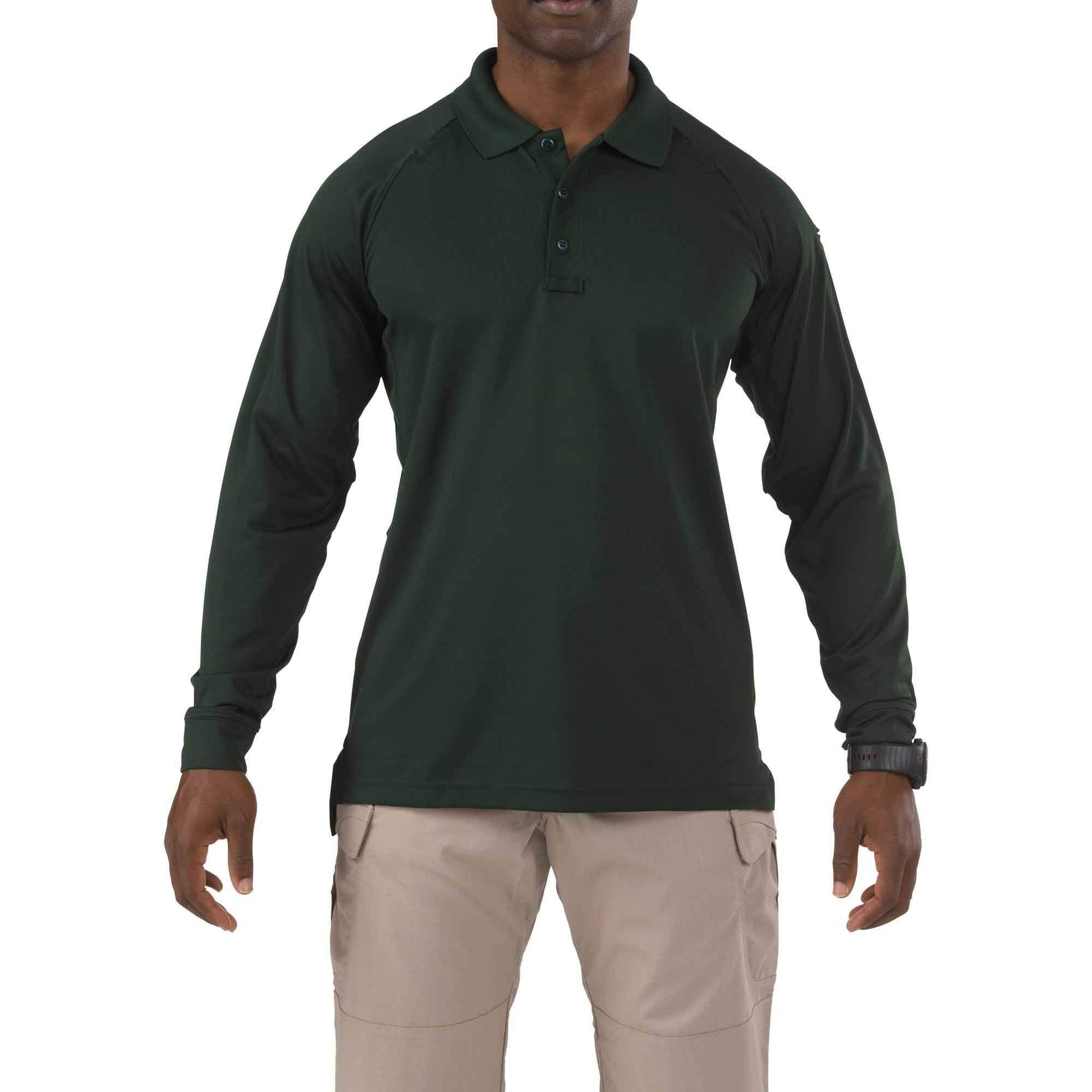 5.11 Tactical Performance Long Sleeve Polo Shirts L.E. Green Small Tactical Distributors Ltd New Zealand