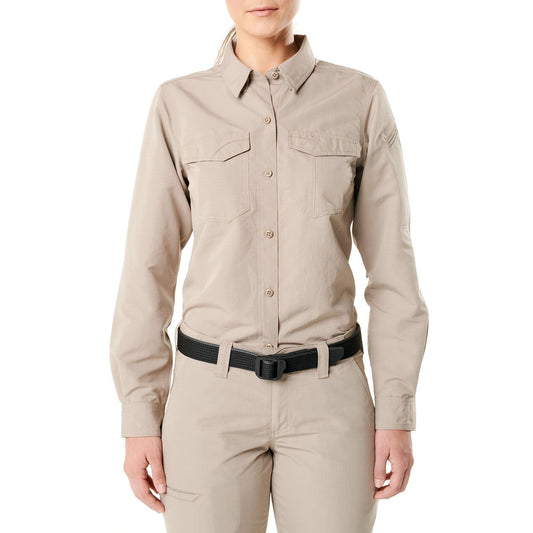 5.11 Tactical Women's Fast-Tac Long Sleeve Shirt Khaki Tactical Distributors Ltd New Zealand