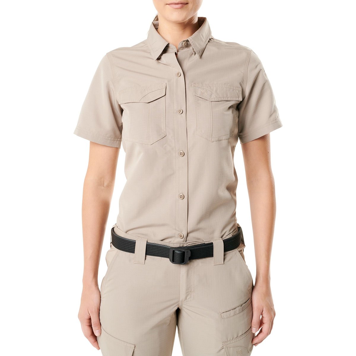 5.11 Tactical Womens Fast Tac Short Sleeve Shirt Short Sleeve Shirts 5.11 Tactical Khaki X-Small Tactical Gear Supplier Tactical Distributors Australia