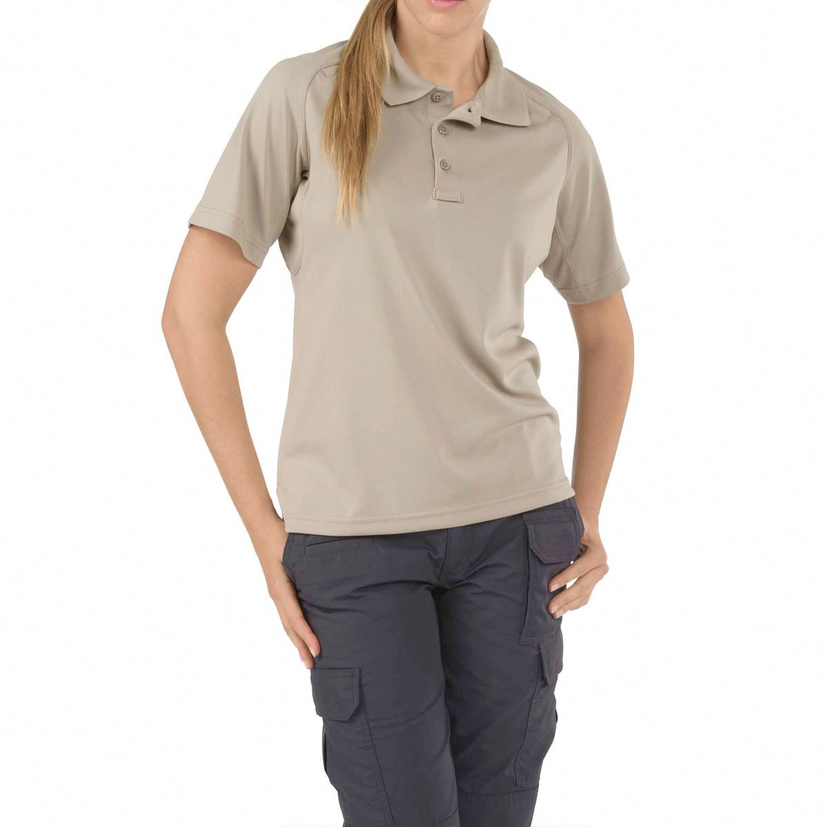 5.11 Tactical Womens Performance Short Sleeve Polo Silver Tan Tactical Distributors Ltd New Zealand