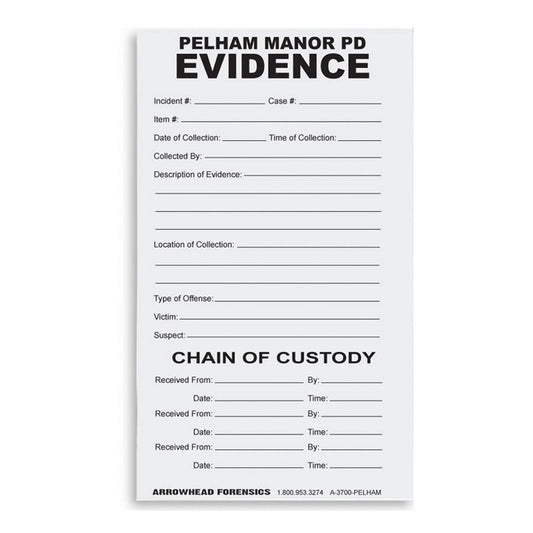 Arrowhead Forensics Evidence "Custom" Chain of Custody Label 4” x 6” - 100/pk Tactical Distributors Ltd New Zealand