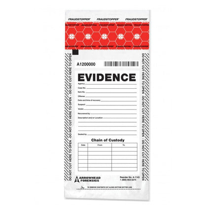 Arrowhead Forensics SureSeal Tamper Indicating Evidence Bags 4" x 9" Tactical Distributors Ltd New Zealand