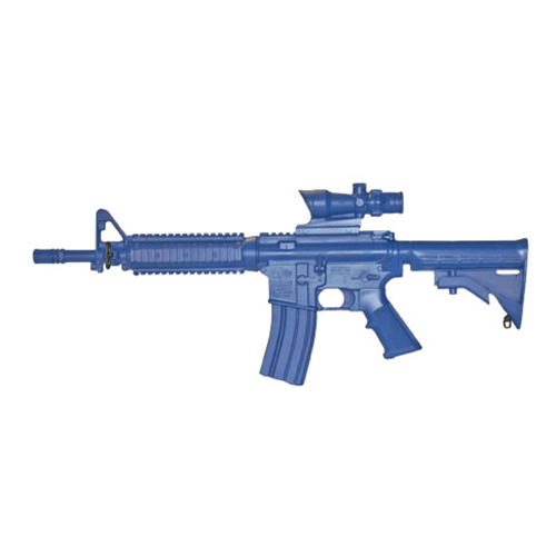 Blue Training Guns - M4 Commando Flat Top Closed Stock, Fwd Rail, ACOG Sight Color: Black Weighted: No Tactical Distributors Ltd New Zealand