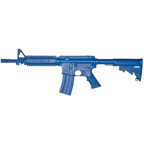 Blue Training Guns - M4 Commando Flat Top Open Stock Forward Rail Color: Blue Weighted: Yes Stock: Fixed Tactical Distributors Ltd New Zealand