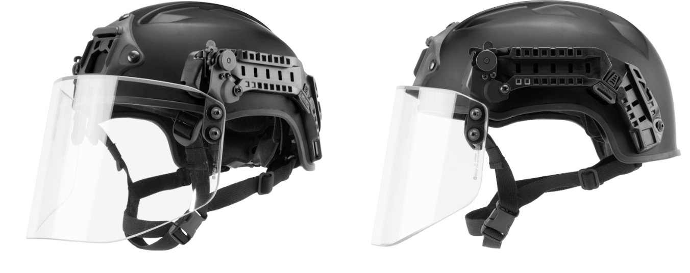 Busch PROtective IIIA Ballistic Helmet AMP-1 E HC with SCS Riot Visor Tactical Distributors Ltd New Zealand