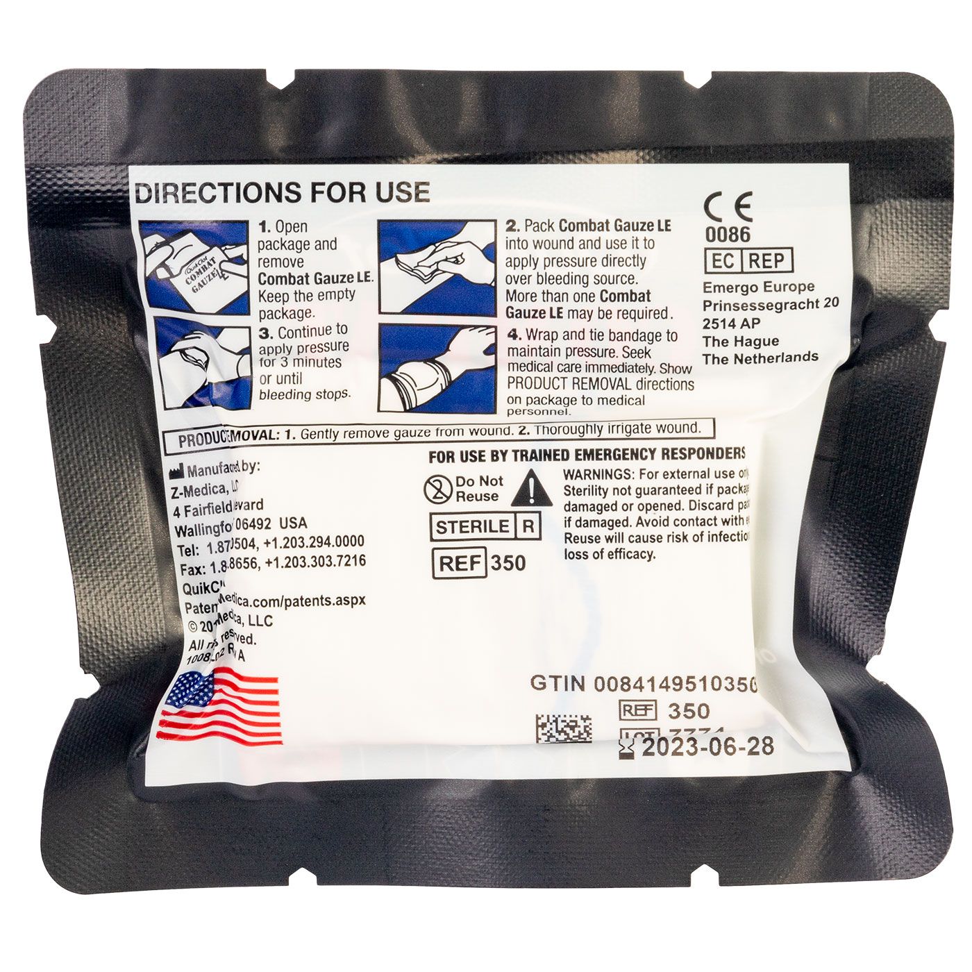 Eleven 10 QuikClot Z Fold Combat Gauze LE Tactical Distributors Ltd New Zealand