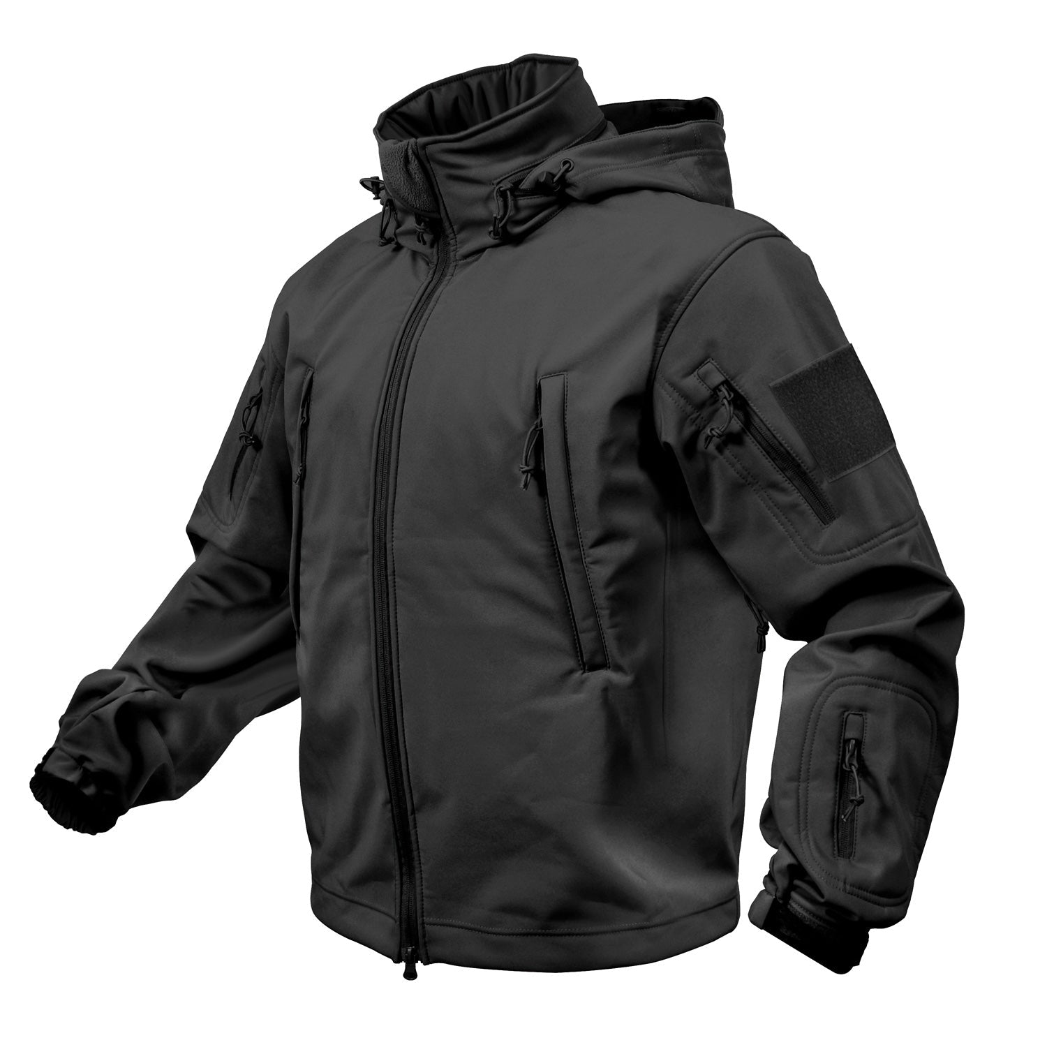 MilSpec Special Ops Tactical Softshell Jacket with Hood Black Extra Small Tactical Distributors Ltd New Zealand
