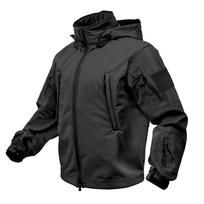 MilSpec Special Ops Tactical Softshell Jacket with Hood Black Extra Small Tactical Distributors Ltd New Zealand