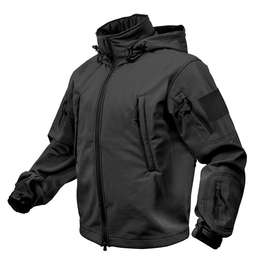 MilSpec Special Ops Tactical Softshell Jacket with Hood Black Extra Small Tactical Distributors Ltd New Zealand