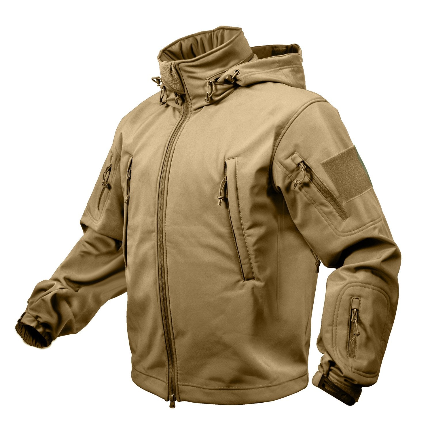 MilSpec Special Ops Tactical Softshell Jacket with Hood Coyote Brown Small Tactical Distributors Ltd New Zealand