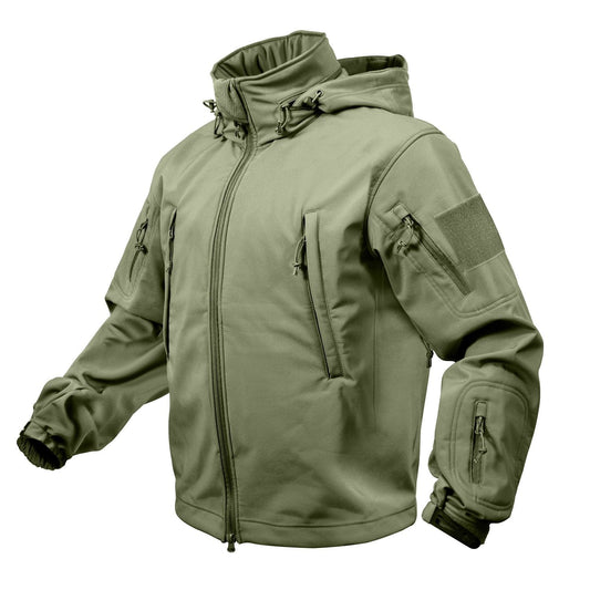 MilSpec Special Ops Tactical Softshell Jacket with Hood Olive Drab Small Tactical Distributors Ltd New Zealand