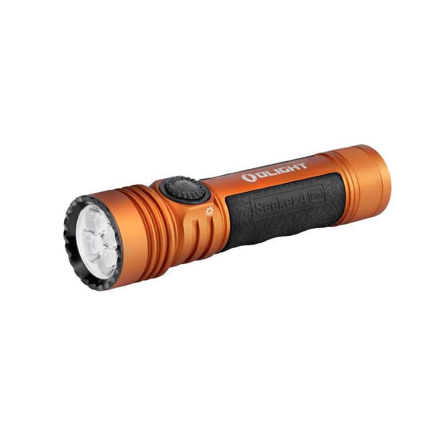 Olight Seeker 4 Pro Powerful Rechargeable Led Torch Handheld Torches Olight Orange Cool White: 5700-6700K Tactical Gear Supplier Tactical Distributors Australia