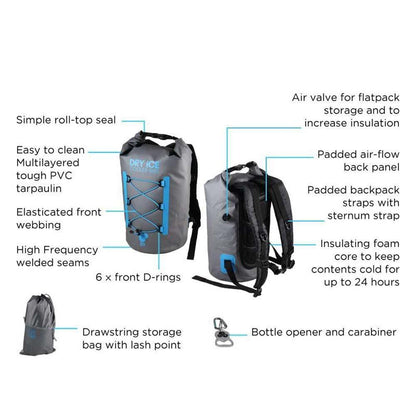 Overboard Dry Ice 20 Litre Premium Cooler Backpack Tactical Distributors Ltd New Zealand