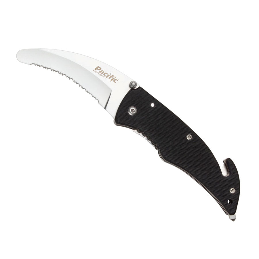 Pacific Cutlery Rescue Knife Black Serrated Tactical Distributors Ltd New Zealand