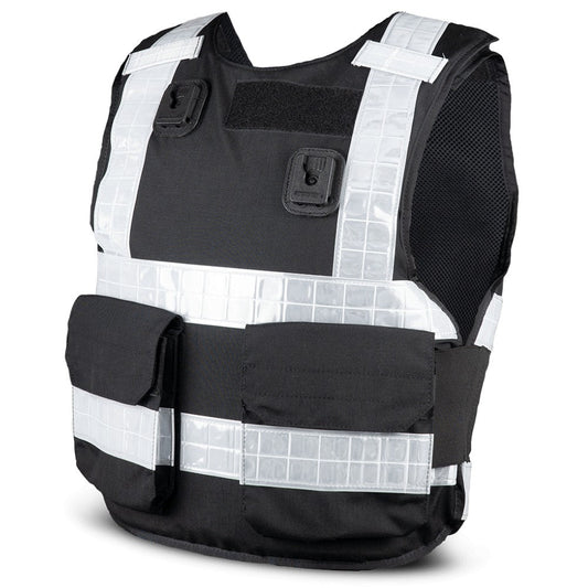 PPSS Overt Stab Resistant Vest (Cover+Panel) Black with Reflective Tape Vests & Plate Carriers PPSS Body Armour Small Regular Tactical Gear Supplier Tactical Distributors Australia