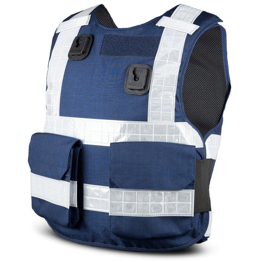 PPSS Overt Stab Resistant Vest (Cover+Panel) Navy Blue with Reflective Tape Vests & Plate Carriers PPSS Body Armour Small Regular Tactical Gear Supplier Tactical Distributors Australia