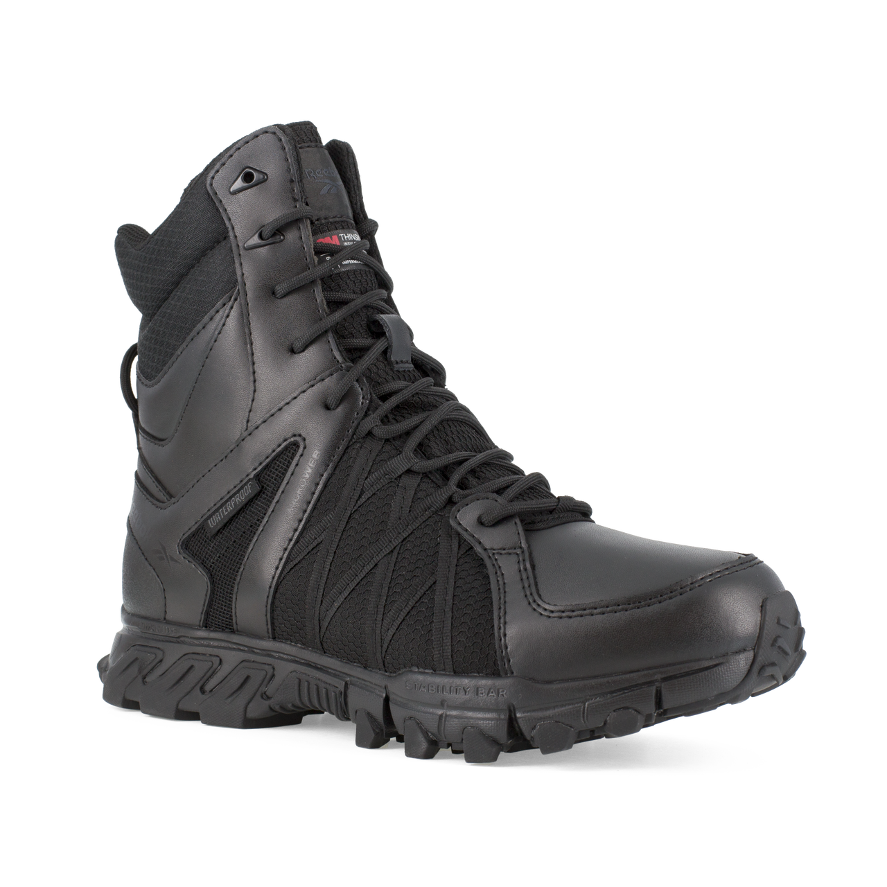 Reebok Tactical Men's 8 Inch Trailgrip Tactical Side Zip Waterproof Boots Black RB3455 11.5 US Tactical Distributors Ltd New Zealand