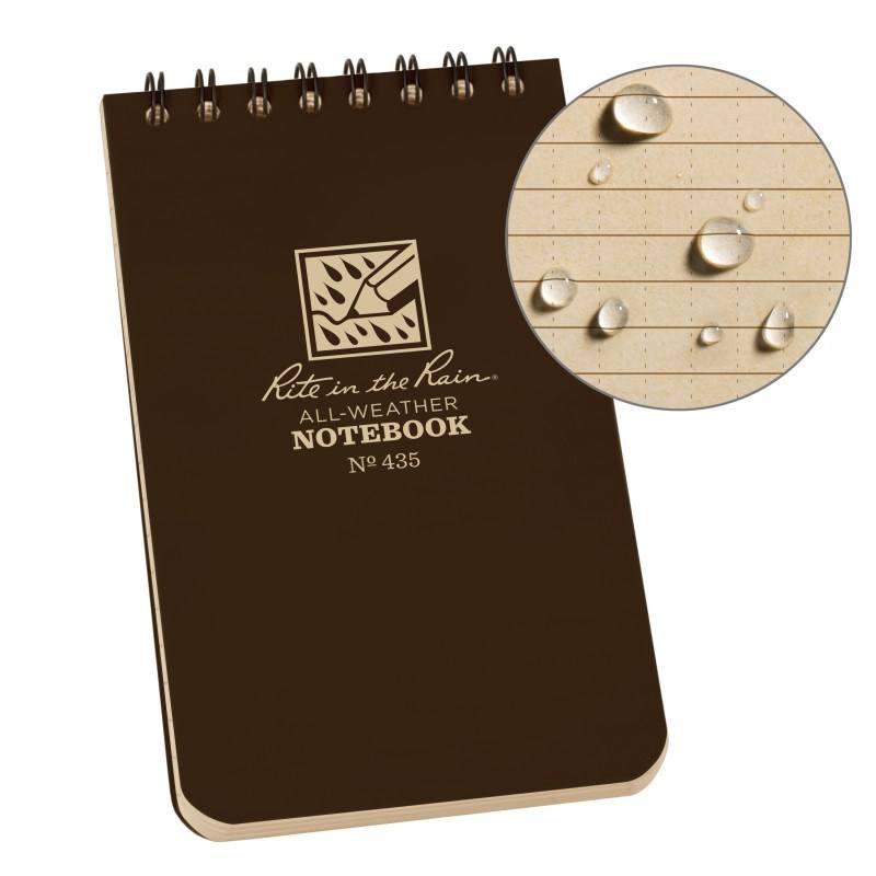 Rite in the Rain No435 Top Spiral 3x5 Notebook Universal Brown Tactical Distributors Ltd New Zealand
