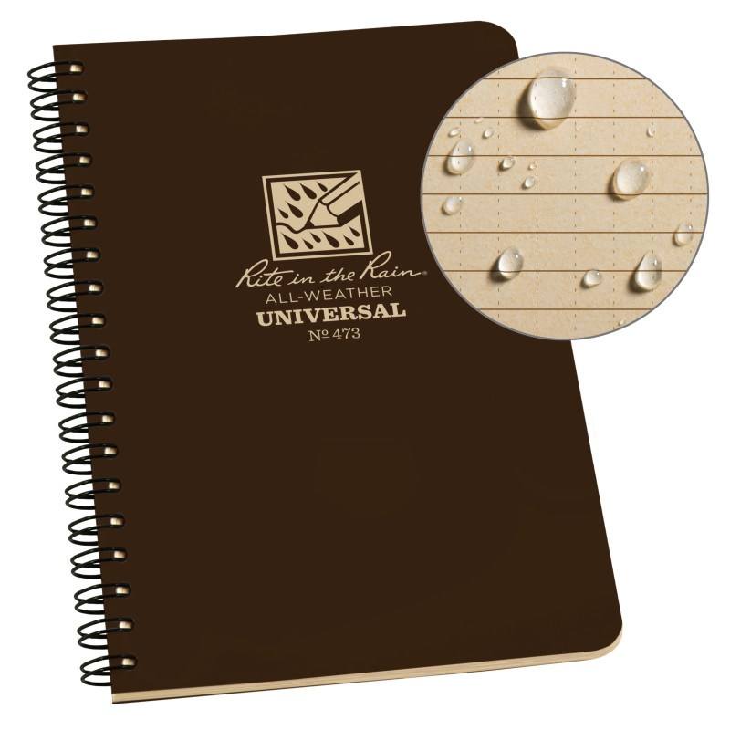Rite in the Rain No473 Side Spiral Notebook Universal Brown Tactical Distributors Ltd New Zealand