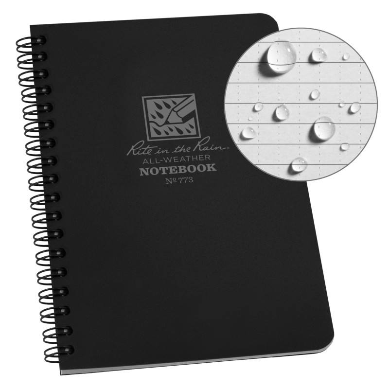 Rite in the Rain No773 Side Spiral Notebook Universal Black Tactical Distributors Ltd New Zealand