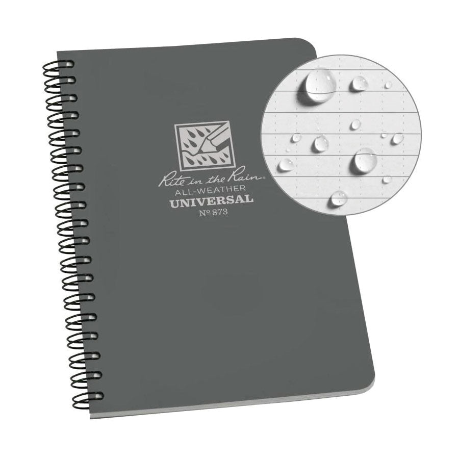 Rite in the Rain No873 Side Spiral Notebook Universal Gray Tactical Distributors Ltd New Zealand