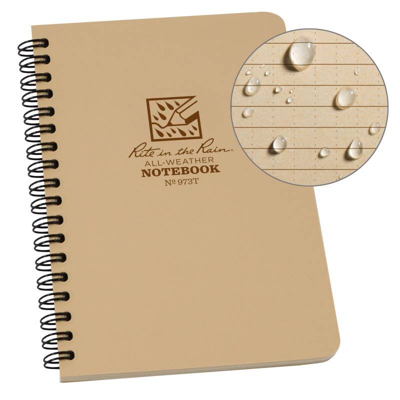 Rite in the Rain No973T Side Spiral Notebook Universal Tan Tactical Distributors Ltd New Zealand