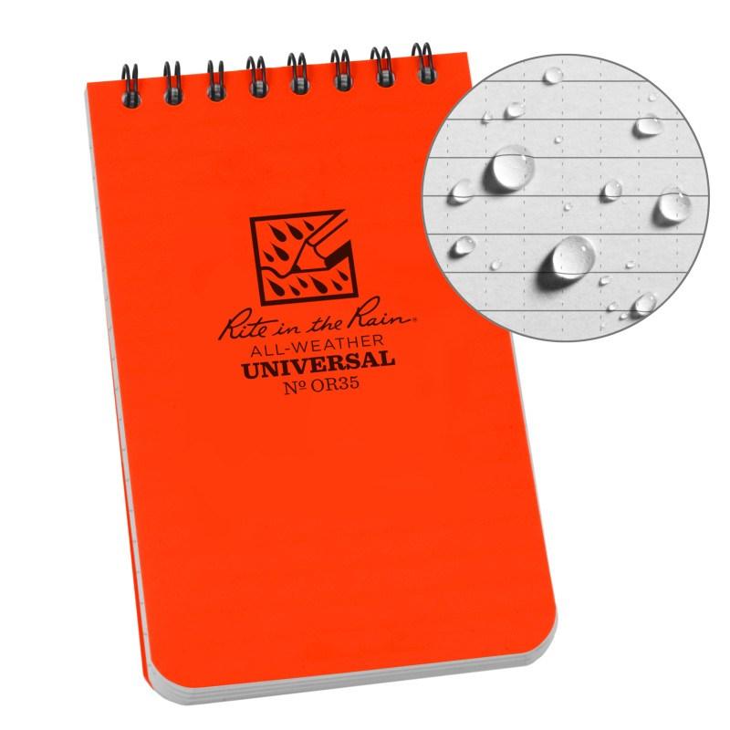 Rite in the Rain NoOR35 Top Spiral 3x5 Notebook Universal Orange Tactical Distributors Ltd New Zealand