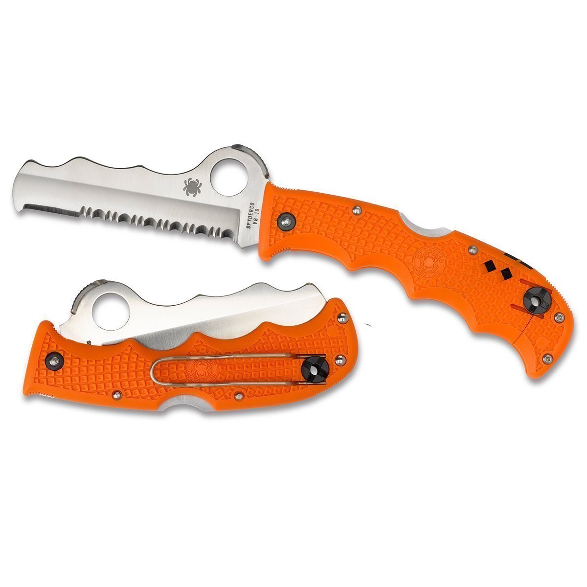 Spyderco Assist Lightweight Orange Combo Blade Carbide Tip Fire and Rescue Knife Tactical Distributors Ltd New Zealand